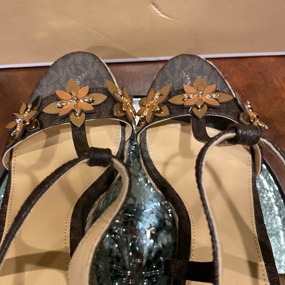 Michael Kors Heidi Wedge Logo PVC Brown 7.5 - Picture 4 of 5